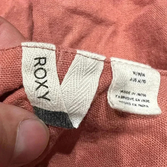Roxy Pink Linen Overalls size Medium - Picture 5 of 12